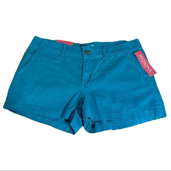 NWT Merona Sz 4 Women's Chino Shorts turquoise color - Picture 7 of 8